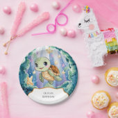 かわいい水彩子どもウミガメ誕生日 ペーパープレート (パーティー)