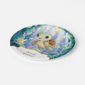 かわいい水彩子どもウミガメ誕生日 ペーパープレート (アングル)