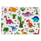 かわいい水彩子供たちの誕生日恐竜 ラージペーパーバッグ (裏面)