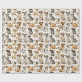 かわいい水彩子犬たち ラッピングペーパー (フラット)