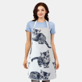 かわいい水彩子猫の柄スタイリッシュ エプロン (着用した状態)