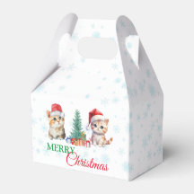 かわいい水彩子猫サンタ・クリスマスパーティーC