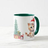 かわいい水彩子猫サンタ・クリスマスパーティーC マグカップ (正面右)