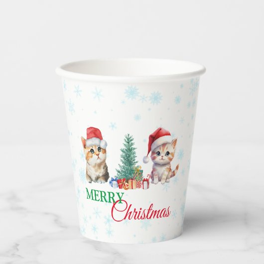 かわいい水彩子猫サンタ・クリスマスパーティーC 紙コップ (正面)