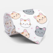 かわいい水彩子猫パターン白 ネクタイ (ロール)