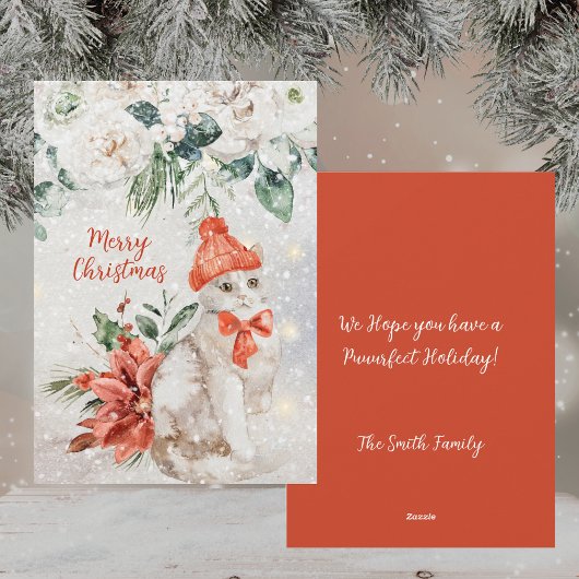 かわいい水彩子猫メリークリスマス シーズンカード