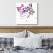 かわいい水彩子猫 キャンバスプリント (インサイチュ (寝室))