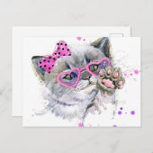 かわいい水彩子猫 ポストカード (正面/裏面)