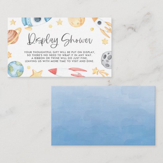 かわいい水彩宇宙テーマ表示シャワーカード プレイスカード (正面/裏面)