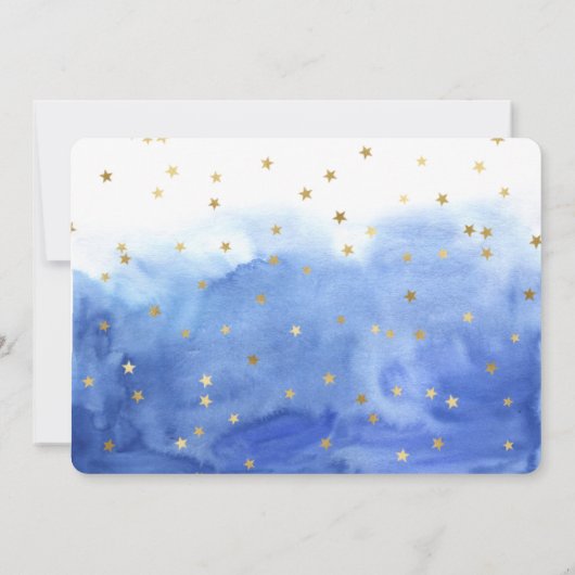 かわいい水彩宇宙少年1歳の誕生日 招待状 (裏面)