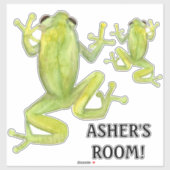 かわいい水彩小さな少年の部屋ツリーカエル名 シール (シート)