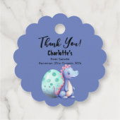 かわいい水彩小さな恐竜の赤ちゃんシャワー フェイバータグ (裏面)