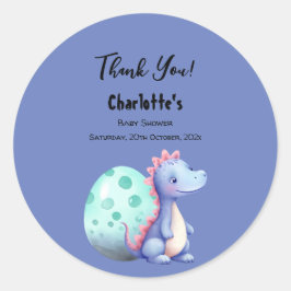 かわいい水彩小さな恐竜の赤ちゃんシャワー ラウンドシール