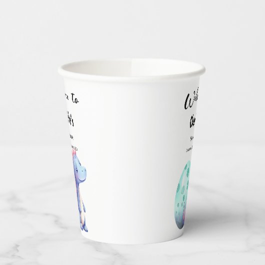 かわいい水彩小さな恐竜の赤ちゃんシャワー 紙コップ (左)