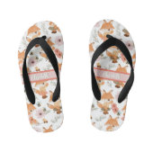 かわいい水彩少女キツネビー&フローラルパターン キッズビーチサンダル (フットベッド)