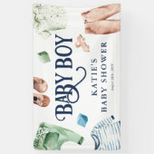 かわいい水彩少年服BOY赤ちゃんシャワー 横断幕 (縦)