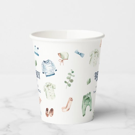 かわいい水彩少年服BOY赤ちゃんシャワー 紙コップ (左)