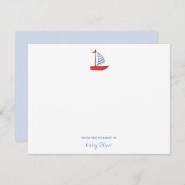 かわいい水彩帆船航海のベビー サンキューカード