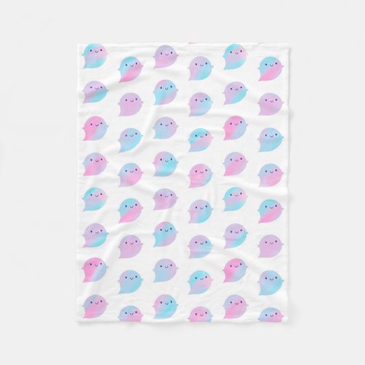 かわいい水彩幽霊（ユニコーン） フリースブランケット (正面)