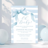 かわいい水彩弓ストライプのリボン男の赤ちゃんシャワー 招待状