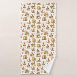 かわいい水彩復活ウサギ バスタオルセット