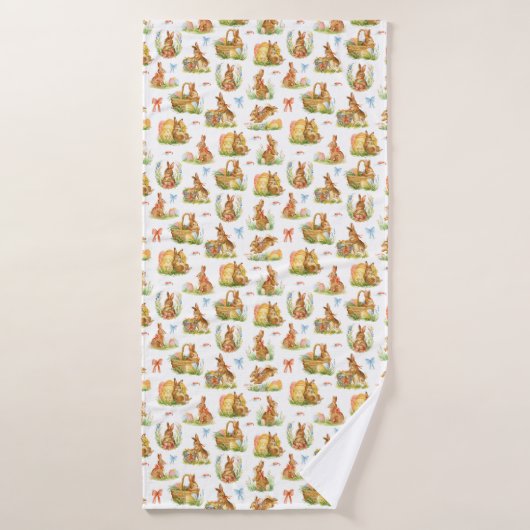 かわいい水彩復活ウサギ バスタオルセット (バスタオル)