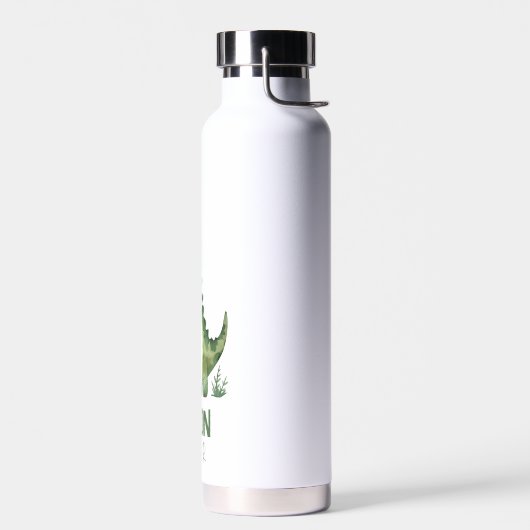 かわいい水彩恐竜と子供の名前 ウォーターボトル (左面)