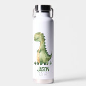 かわいい水彩恐竜と子供の名前 ウォーターボトル (正面)