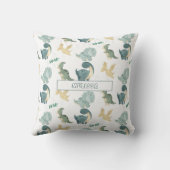 かわいい水彩恐竜のパターン クッション (裏面)