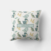 かわいい水彩恐竜のパターン クッション (裏面)