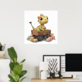 かわいい水彩恐竜のベビー ポスター 赤ちゃん部屋 (ホームオフィス)