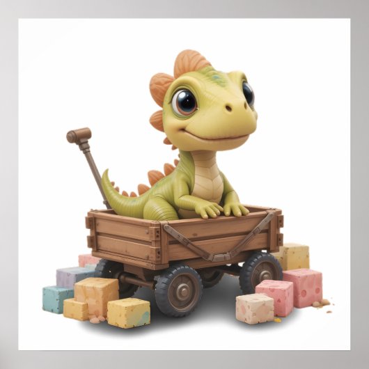 かわいい水彩恐竜のベビー ポスター 赤ちゃん部屋 (正面)