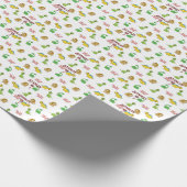 かわいい水彩恐竜の動物模様誕生日 ラッピングペーパー (角)