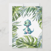 かわいい水彩恐竜の最初の誕生日パーティー 招待状 (裏面)