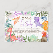かわいい水彩恐竜の本の赤ちゃんシャワー エンクロージャーカード (正面)