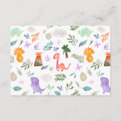 かわいい水彩恐竜の本の赤ちゃんシャワー エンクロージャーカード (裏面)