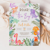 かわいい水彩恐竜の緑の少年の赤ちゃんシャワー