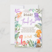 かわいい水彩恐竜の緑の赤ちゃんシャワー サンキューカード (正面)