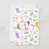 かわいい水彩恐竜の緑の赤ちゃんシャワー サンキューカード (裏面)