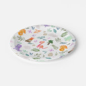 かわいい水彩恐竜の緑の赤ちゃんシャワー ペーパープレート (アングル)