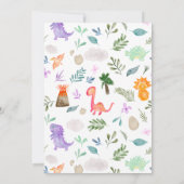 かわいい水彩恐竜の緑2野生の誕生日 招待状 (裏面)