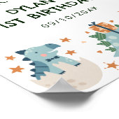 かわいい水彩恐竜の誕生日パーティーへようこそ ポスター (角)