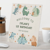 かわいい水彩恐竜の誕生日パーティーへようこそ 台座サイン (インサイチュ)