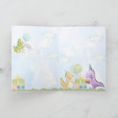 かわいい水彩恐竜の誕生日招待状 カード (内部)