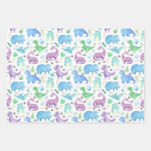 かわいい水彩恐竜の贈り物 ラッピングペーパーシート (正面)