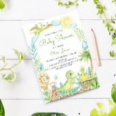 かわいい水彩恐竜の赤ちゃんシャワー 招待状