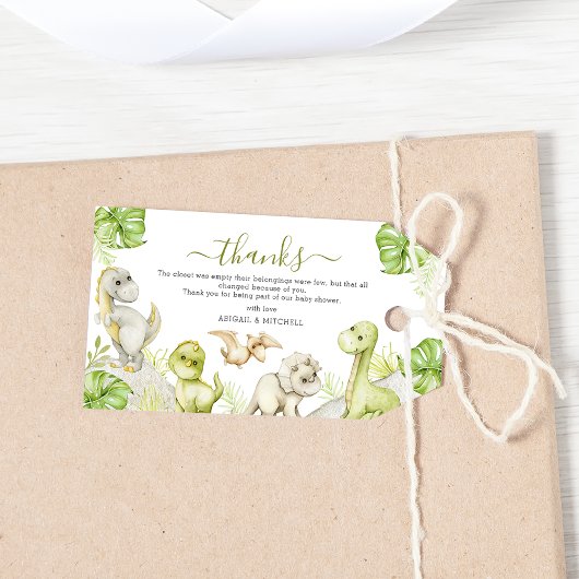 かわいい水彩恐竜ベビーシャワー ギフトタグ