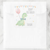 かわいい水彩恐竜誕生日少年パーソナライズされた スクエアシール (バッグ)