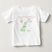 かわいい水彩恐竜誕生日少年パーソナライズされた ベビーTシャツ (正面)