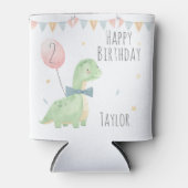 かわいい水彩恐竜誕生日少年パーソナライズされた 缶クーラー (正面)